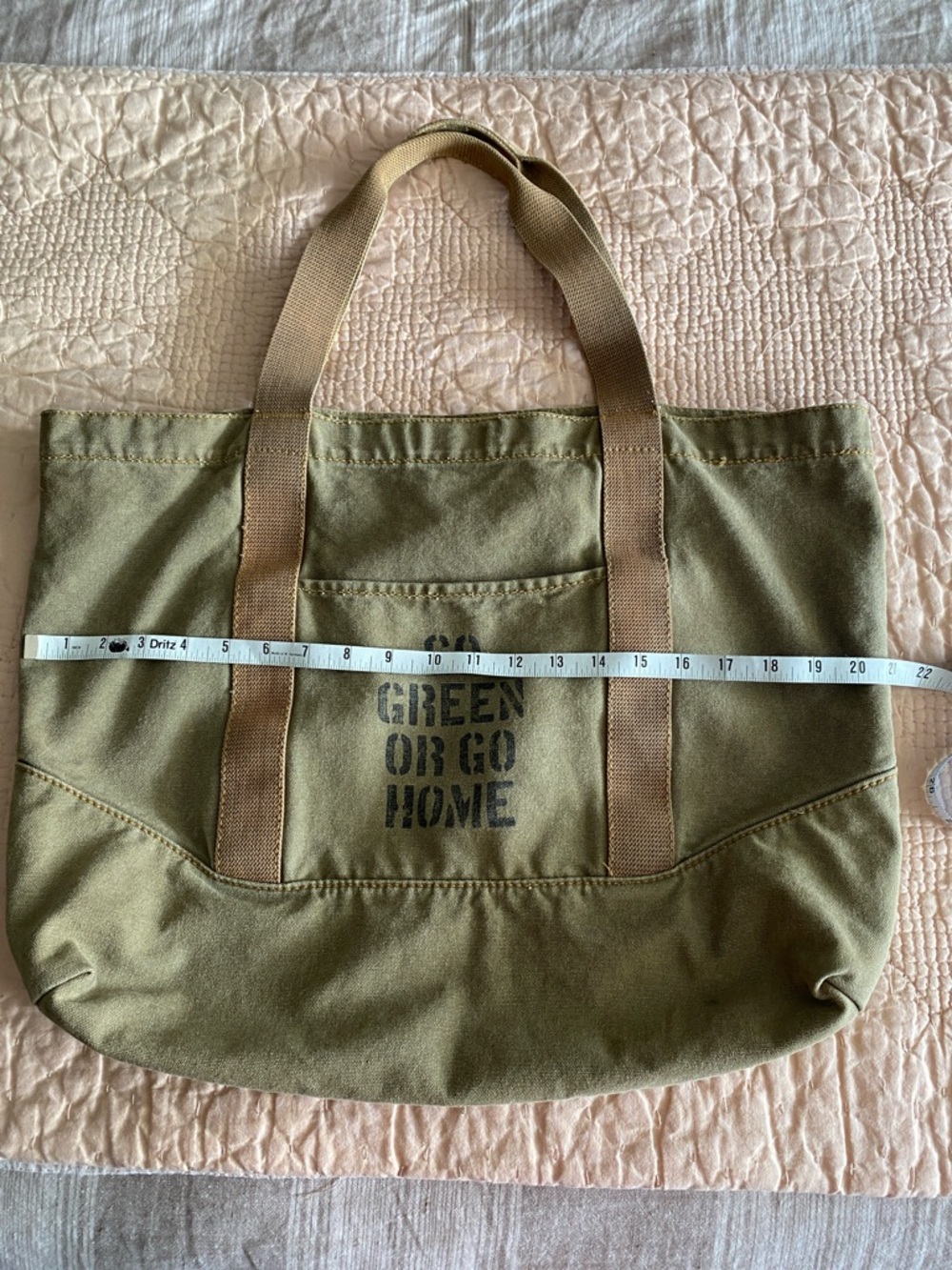 American Eagle Outfitters Tan Canvas Tote Bag with Brown Straps - Picture 9 of 11